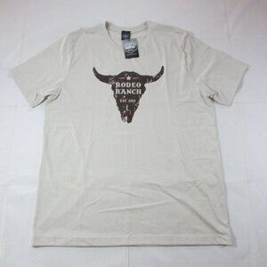 Rodeo Ranch Men's Short Sleeve Cowskull Graphic T- Shirt - Stone